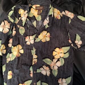 Men's Floral Hawaiian Shirt - Black